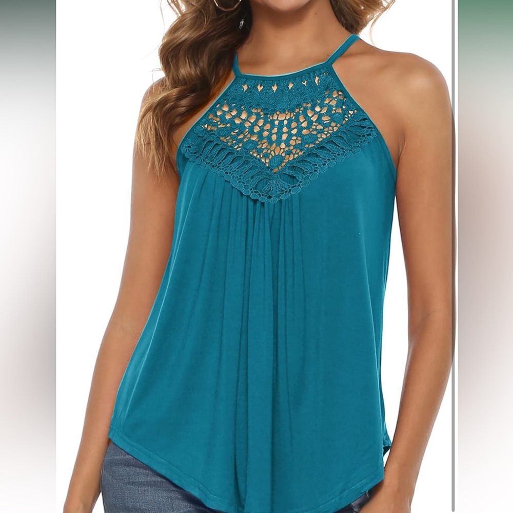 Teal Halter Lace Top